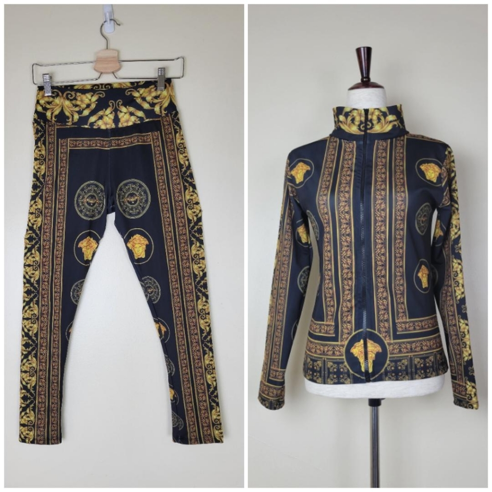 One of akind Vercace Inspired Track Suit Set Jacket and Leggings Size Small